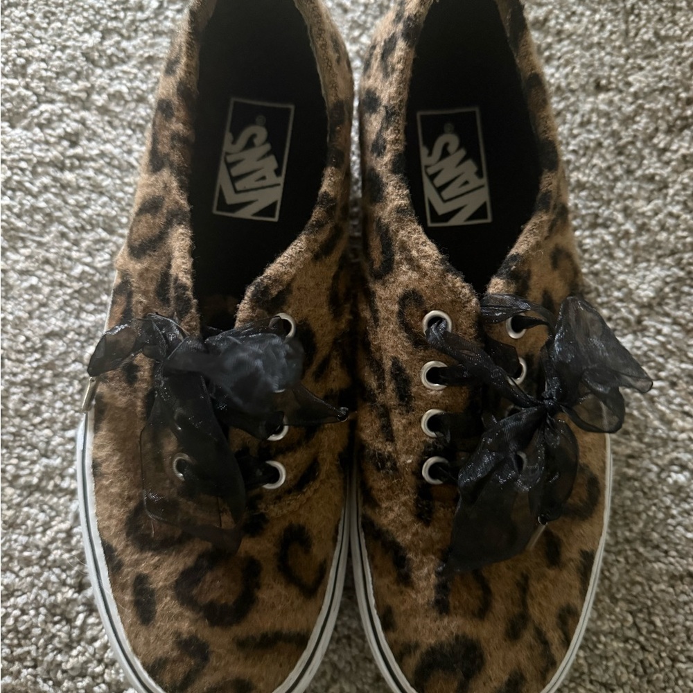 Vans Furry Leopard Sneakers with Sheer Black Laces